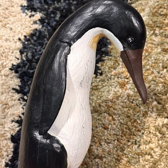 Penguin Tabletop Decor - Medium to Large size Hand Carved Art Penguin NWOT - Picture 2 of 13